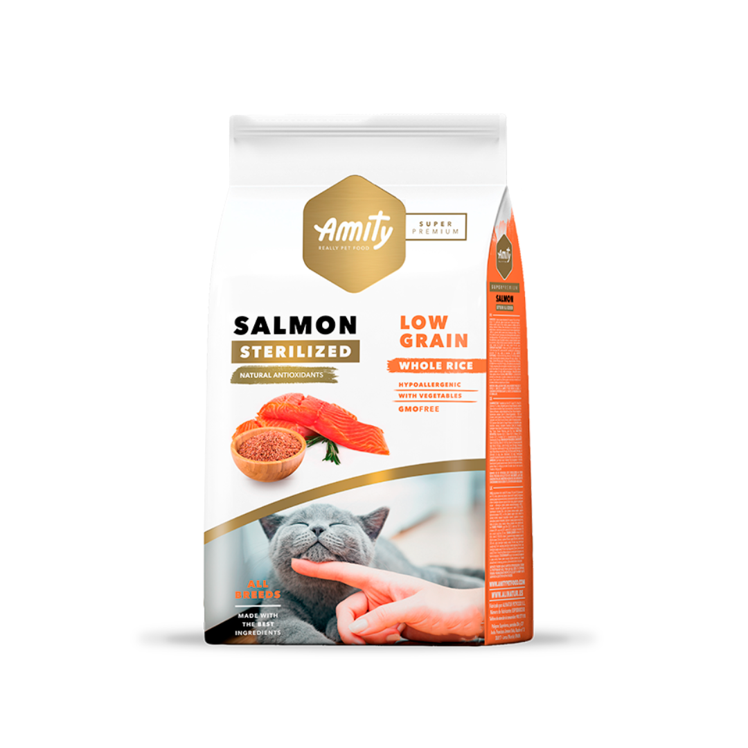 Amity Low Grain Salmón Adult Cat Esterilizado