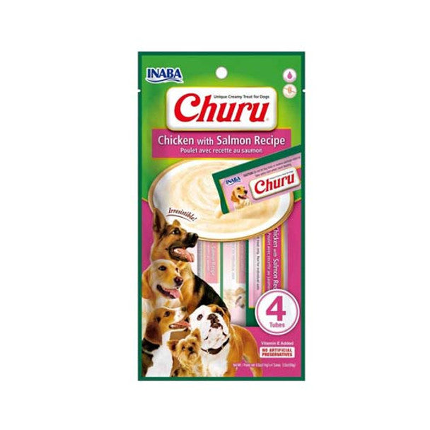 Inaba Churu Snack Perro sabor Pollo con Salmón 4 tubos.