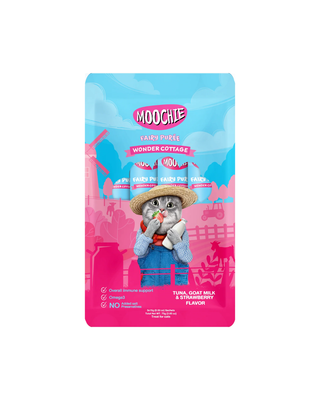 Moochie Tubo Atún Leche de Cabra y Fresa