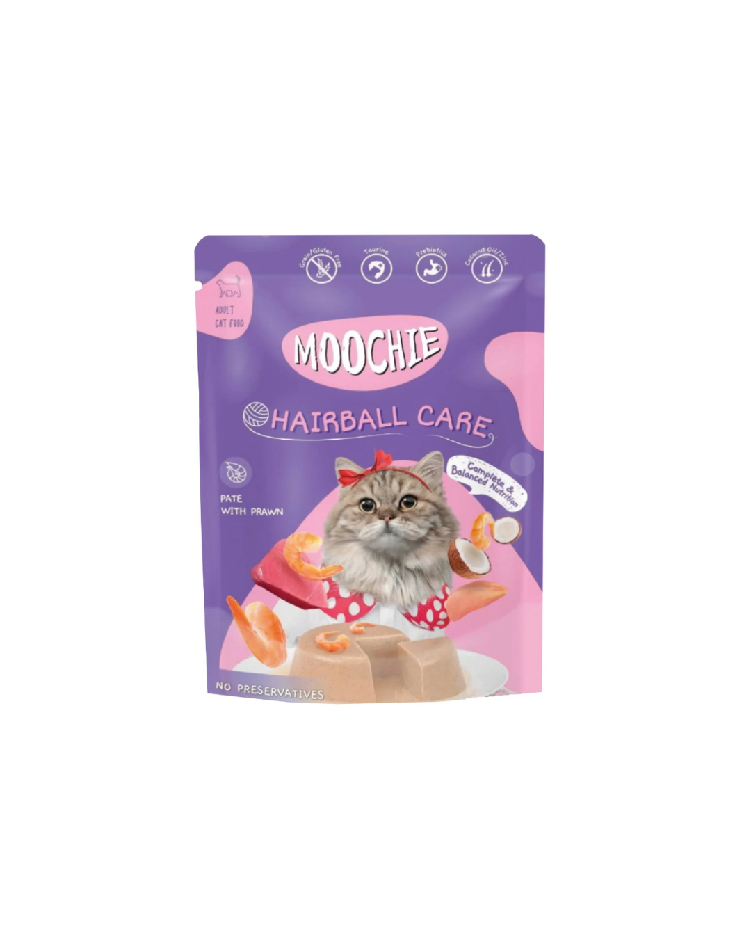 Moochie Alimento Húmedo Camarón Hairball Care