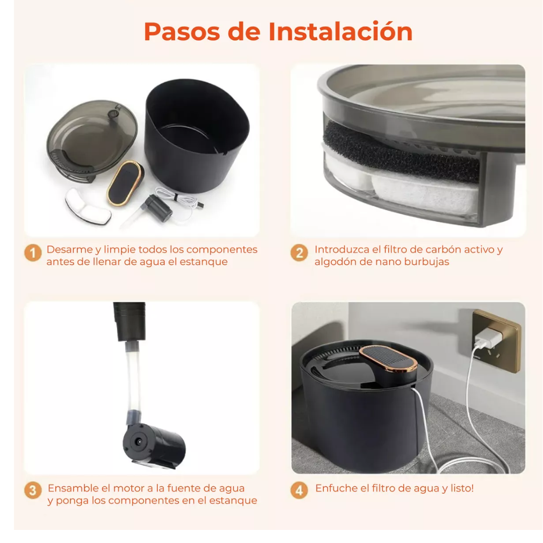 Bebedero Automático de Agua para Gatos Tipo Fuente