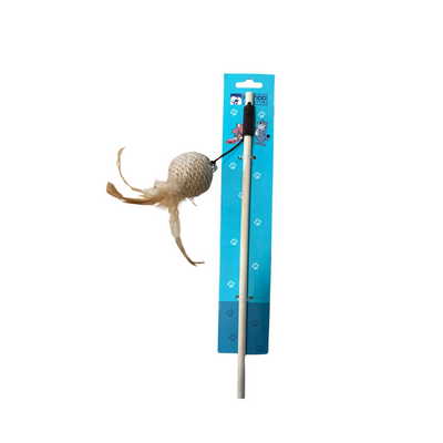 Varilla Pelota de Sisal con Plumas para Gatos