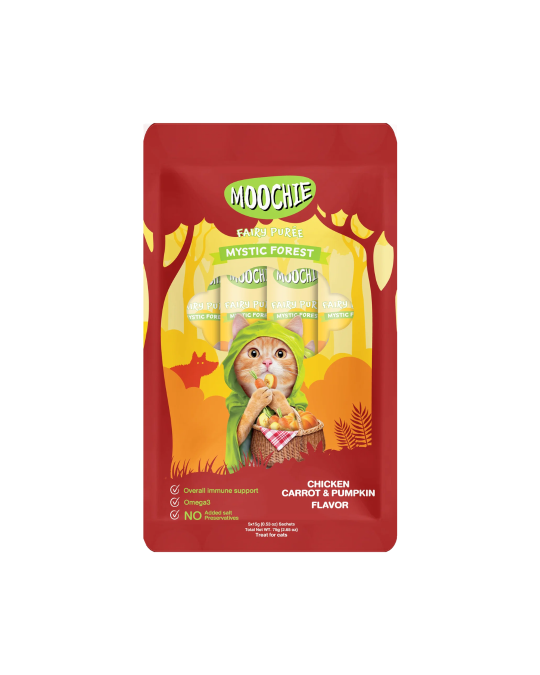 Moochie Tubo Gato Pollo, Zanahoria y Calabaza