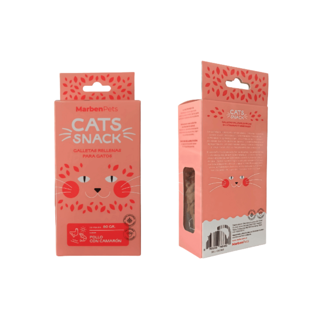 MarbenPets Cats Snack Galletas Rellenas Salmón con Camarón