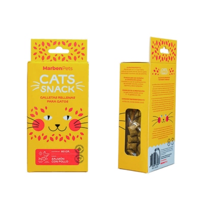 MarbenPets Cats Snack Galletas Rellenas Salmón con Pollo