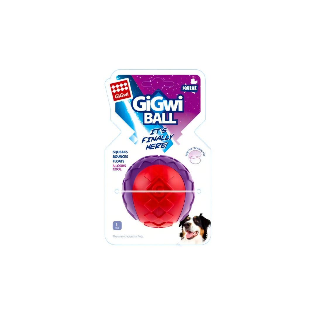 Pelota Squeaker Transparente Morado/Rojo L