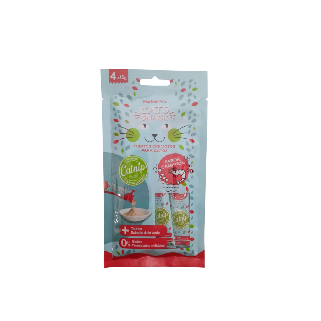 Cats Snack Tubito Cremoso sabor Camarón con Catnip