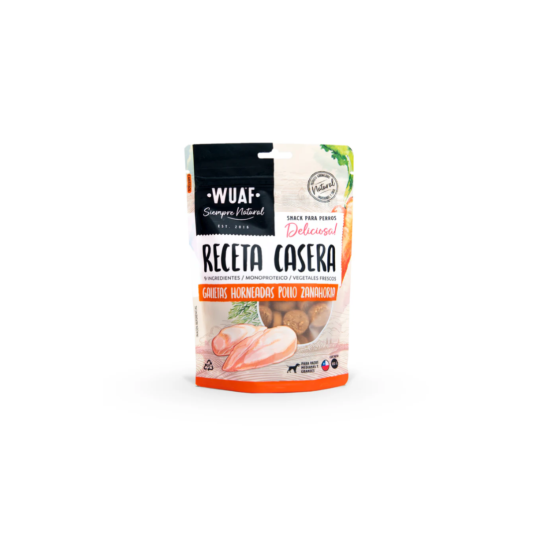 Wuaf Snack Receta Casera Pollo y Zanahoria