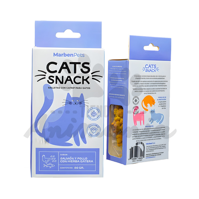 MarbenPets Cats Snack Galletas Sabor Salmón con Hierba Gatera Caja (Copia)